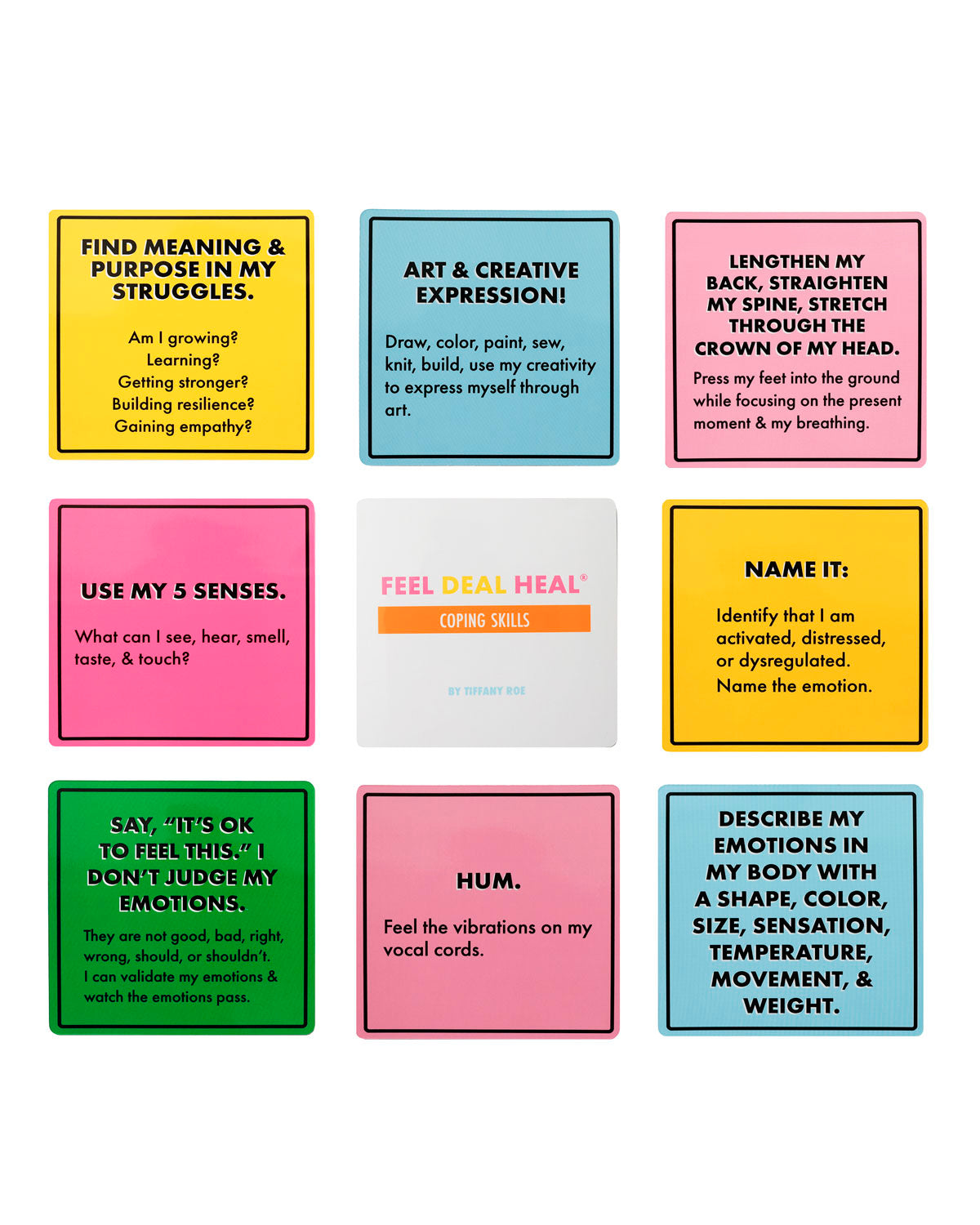 The Feel Deal Heal® COPING SKILLS deck – Tiffany Roe for Coping Skills Cards Free Printable