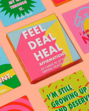 The Feel Deal Heal® Affirmations Deck offers 52 cards with affirmations to foster positive self-talk and improve mental health. Empower yourself and your loved ones with these psychology-based, motivating cards. Integrate them into your routine for a daily dose of self-love and mindfulness!