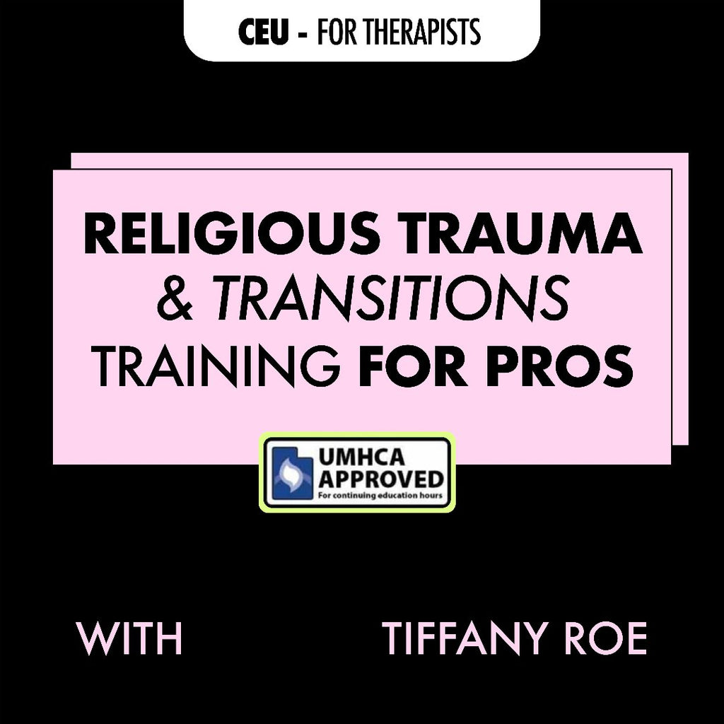  Get 5 CEU credits with this UMHCA-approved training for counselors, therapists, and mental health pros working with religious trauma and faith deconstruction. Learn assessment, treatment, and therapeutic skills. Includes a 70-page workbook, guided meditations, and assessment resource sheets.