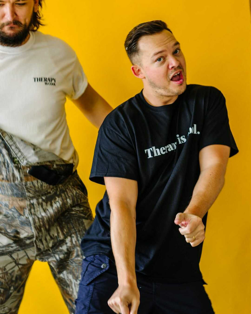 Therapy Is Cool T-Shirt Black 50% Cotton, 50% Polyester, Front side photo.