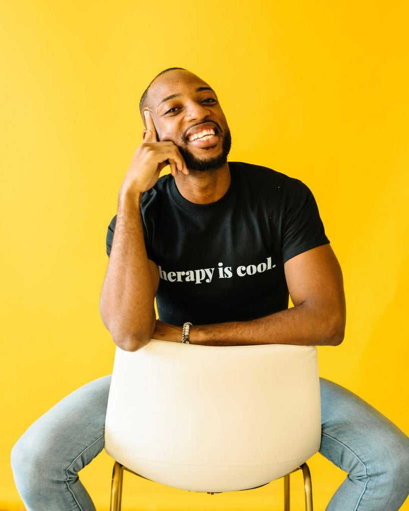 Therapy Is Cool T-Shirt Black 50% Cotton, 50% Polyester, Front side photo.