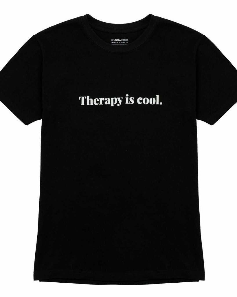 Therapy Is Cool T-Shirt Black 50% Cotton, 50% Polyester, Front side photo.