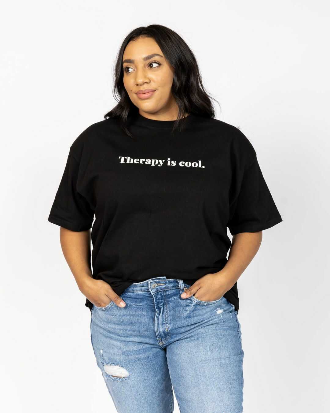 Therapy Is Cool T-Shirt | Black – Tiffany Roe