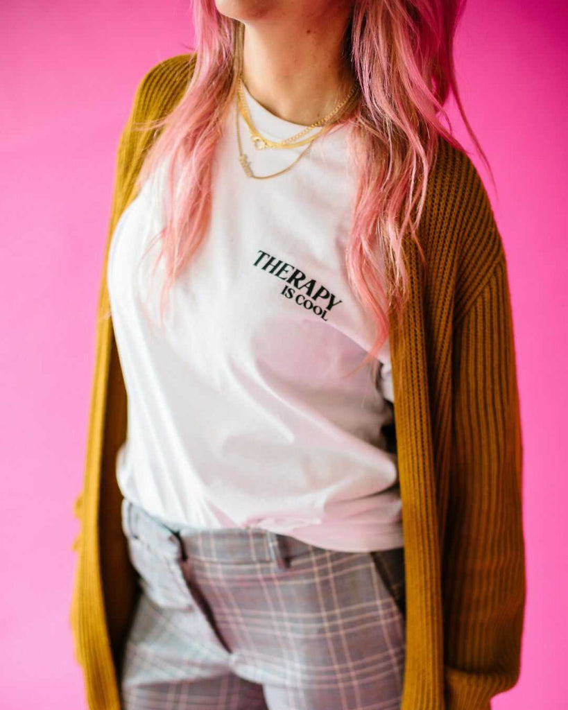 Therapy is Cool T-Shirt with a new and improved design to make therapy even COOLER! Materials 50% Cotton, 50% Polyester