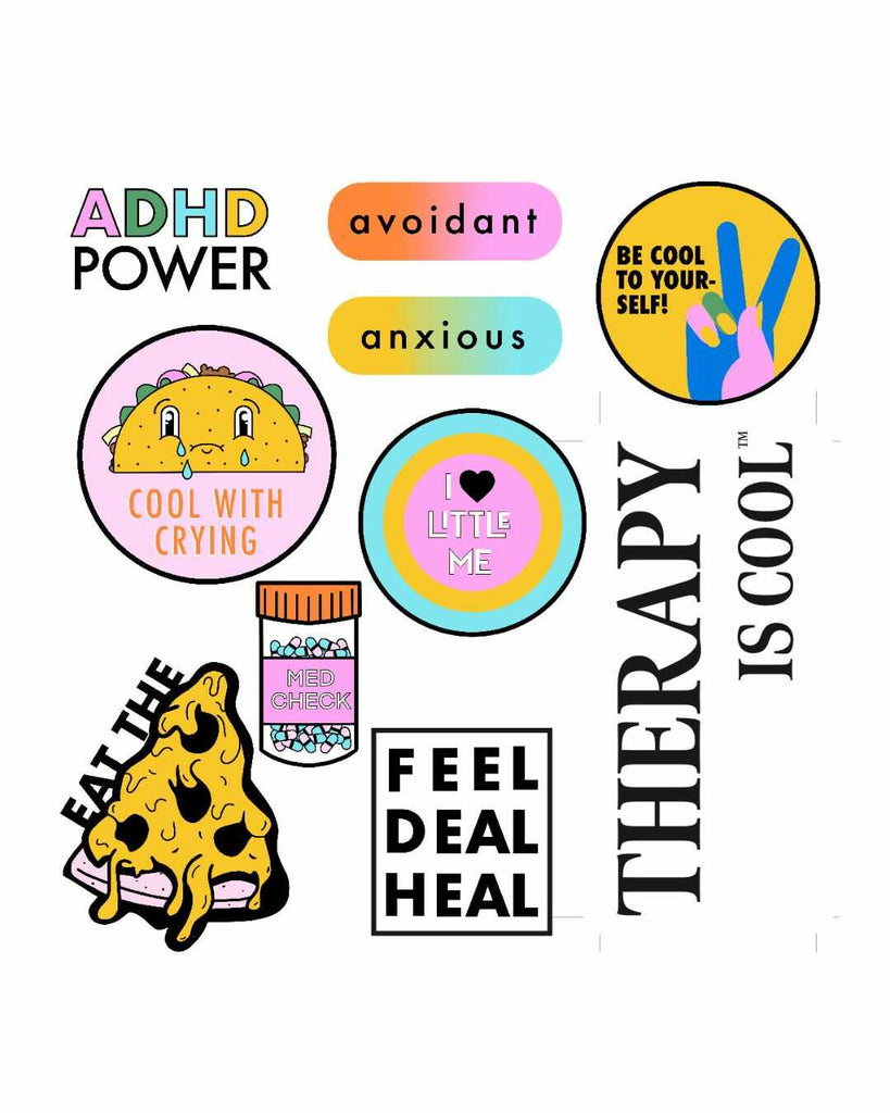 10-pack of mental health awsarenes stickers, spread awareness, fight stigma, & make your laptop, phone case & water bottle look as cool as therapy